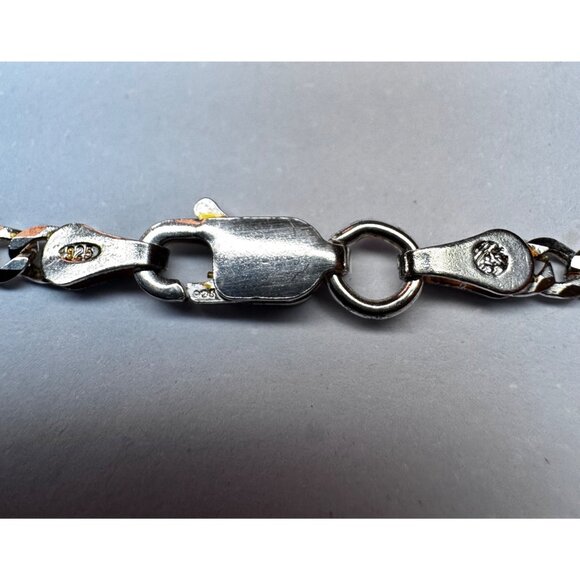 925 Sterling Silver 9" Italian Curb Chain Bracelet | Estate Jewelry PLUX Mark - Picture 8 of 8